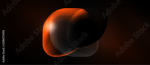 Bild auf Leinwand Abstract shapes overlap, creating luminous orange glow against dark background