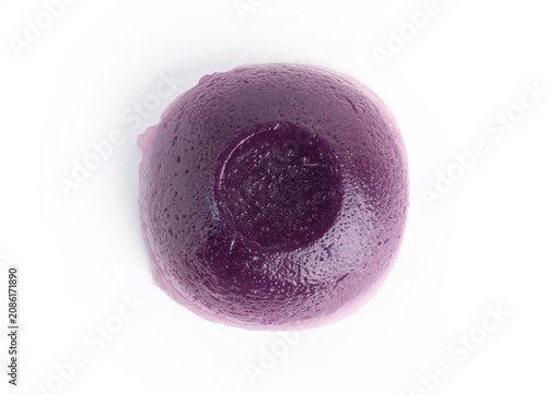 Kue Talam. Top View of Steamed Purple Sweet Potato Bowl Cake