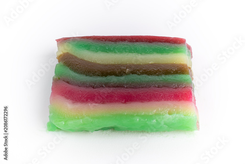 Kue Lapis. Traditional Indonesian Steamed Layered Rice Cake Isolated