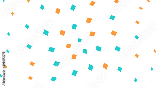 Vibrant orange and cyan square mosaic pattern isolated on transparent background for creative marketing