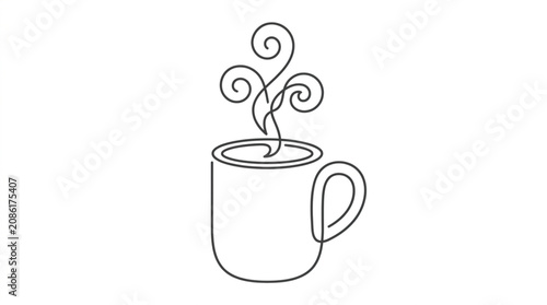  Hot cocoa mug continuous line drawing cozy winter beverage vector graphic on white background