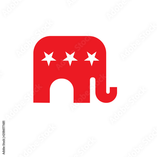 Republican Party Elephant Logo with Three Stars - American Political Symbol of the GOP