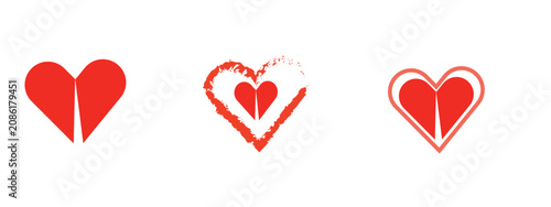 Heart doodles set. Hand drawn hearts collection. Romance and love illustrations.
