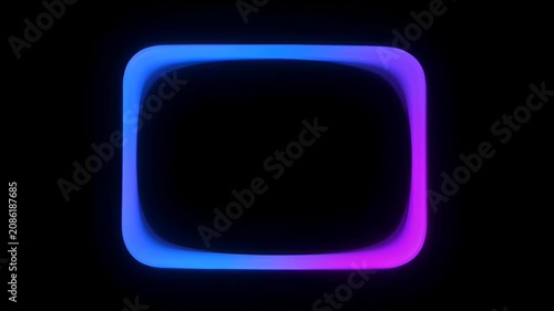 Neon Loop Frame Glow Abstract Border Black Background with Purple and Blue Light, Neon Frame Loop with Blue and Purple Glow Black Background, Abstract Square Border for Modern Design and Copy Space