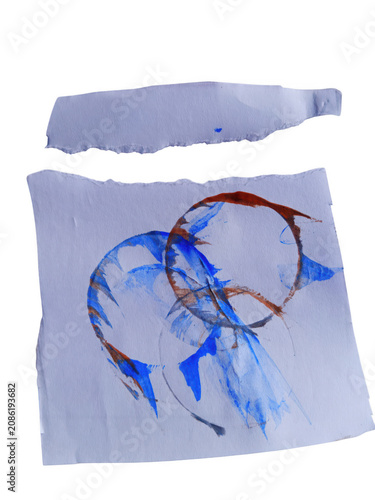 Torn paper with blue and brown dreamcatcher design