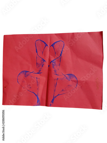 Elegant blue floral pattern on a vibrant red fabric