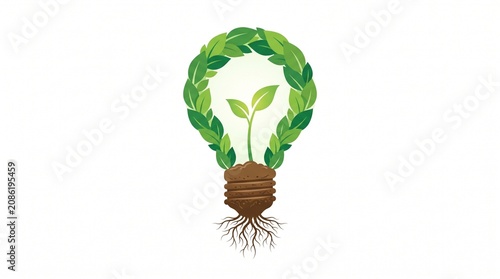 Lightbulb with green plant growing inside
