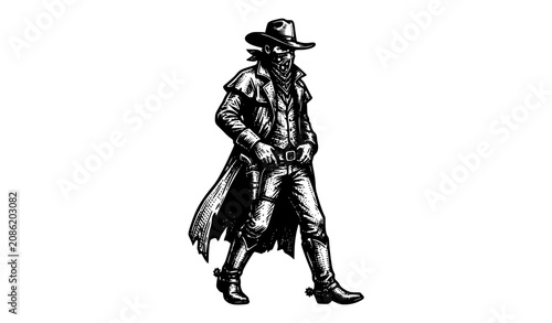 Photos Vintage Wild West Bandit Cowboy Vector Illustration