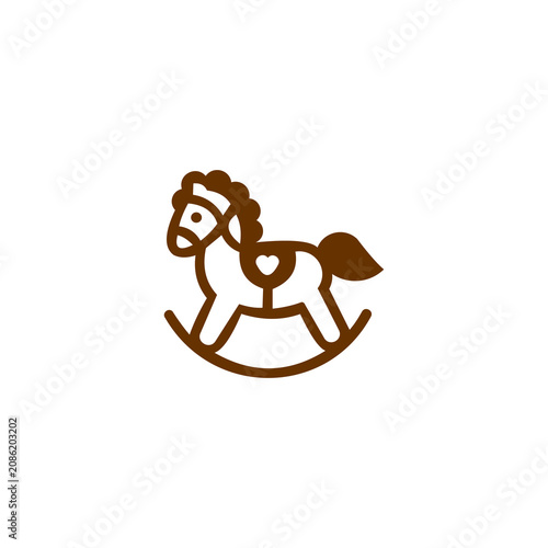 A stylized, modern vector illustration of a rocking horse, often associated with childhood, nostalgia, toys, and nursery themes.