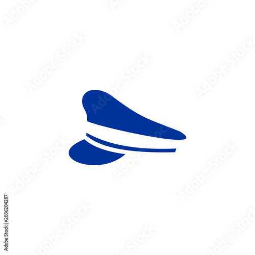 A stylized, modern vector illustration of a professional officer's peaked cap, representing authority, maritime navigation, aviation, and leadership.