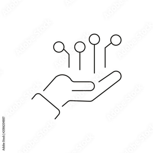 AI network hand single icon with editable stroke, perfect for digital connectivity platforms, machine learning services, and smart technology solutions.