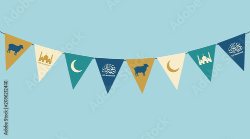 Tableau sur toile Eid al-Adha Bunting Garland - Vector Illustration