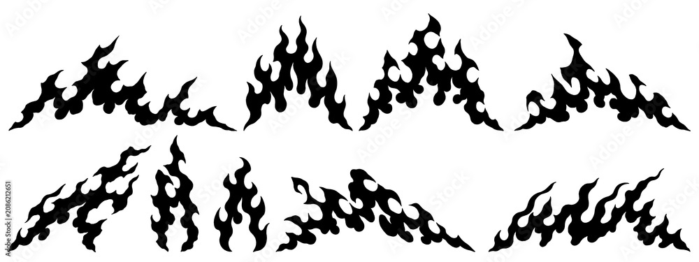 Fototapeta premium Minimalistic fire illustrations isolated on a transparent background