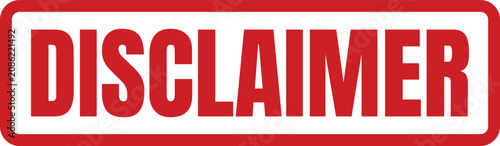 Foto Clear red rectangular stamp with the word Disclaimer written in a professional b