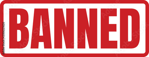 Foto Red rectangular rubber stamp mark with the word banned displayed in bold capital