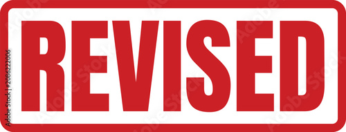 Bold red stamp impression showing the word revised for official business documentation and corporate project management