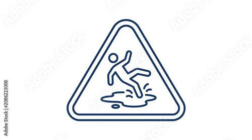Foto Slippery when wet warning sign illustration.