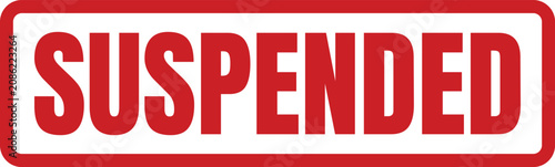 Bold red rubber stamp with the word suspended for official documents and business administration status verification