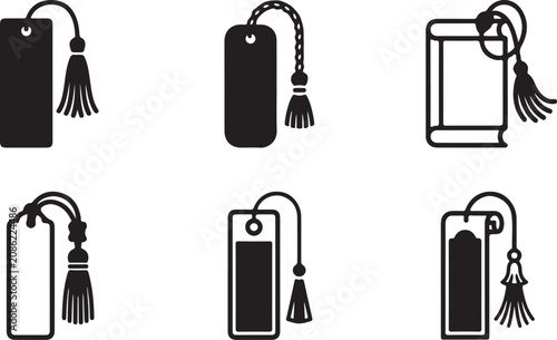 Картината върху платно Black tag keychains with tassel and keyring set Vector