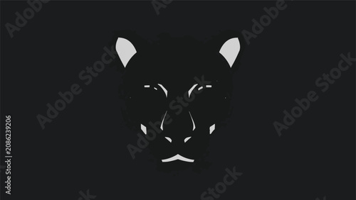 Silhouette of a Majestic Panthers Face on a Dark Background.