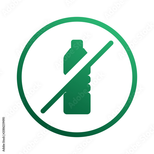 Prohibition of plastic bottles to reduce plastic waste with vibrant icon.