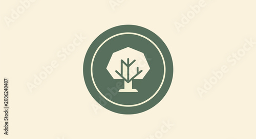Simple Green Tree Icon on White Background for Design.