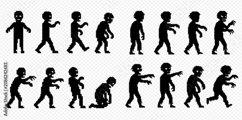 Canvastavla Zombie character sprite sheet for animation in various walking and crawling poses