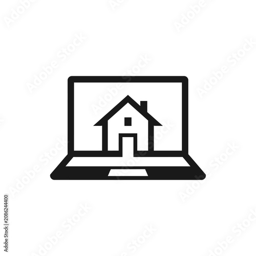 Online Real Estate Icon on Laptop Screen