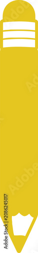 Tall yellow pencil silhouette flat vector design.
