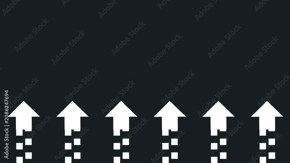 A horizontal row of alternating solid and dotted upward arrows ...