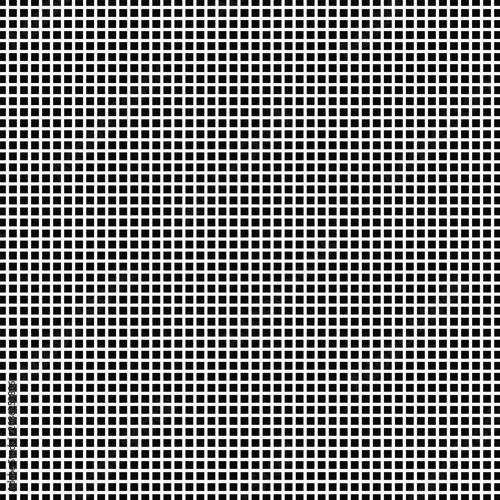 Abstract black and white checkered grid pattern with small square shapes and lines