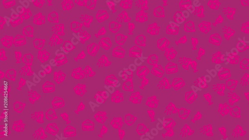 Vibrant pink background with scattered doodle-style icons