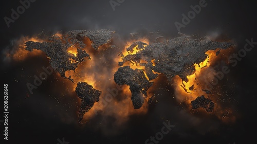 Burning world map representation.