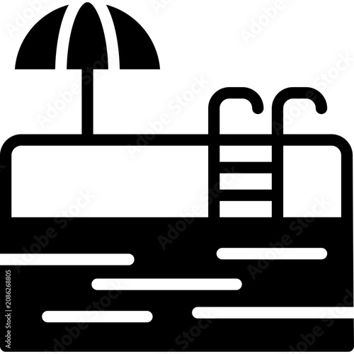 swimming pool icon illustration design with outline