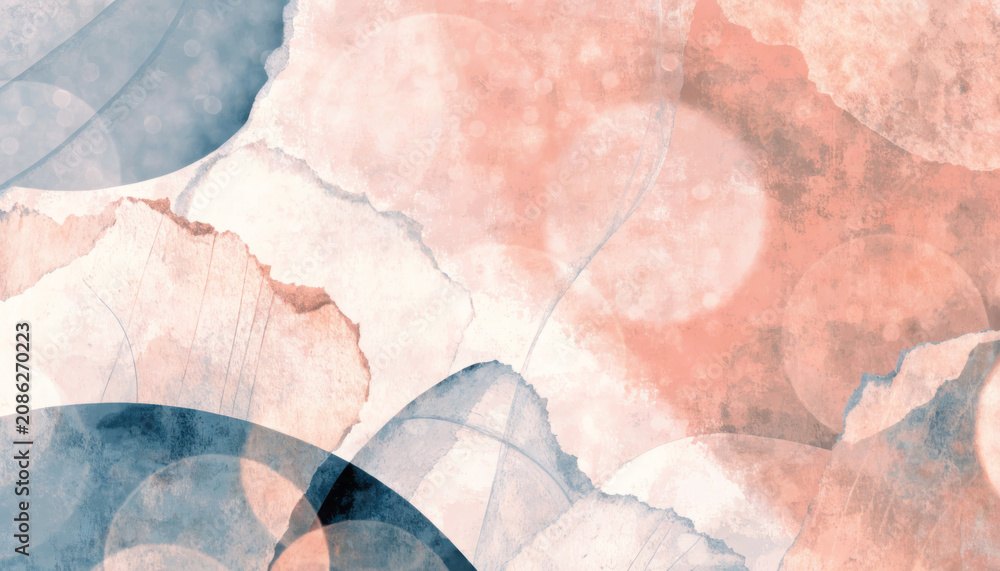 Fototapeta premium Soothing Dusty Blue Peach Paper Detail Art