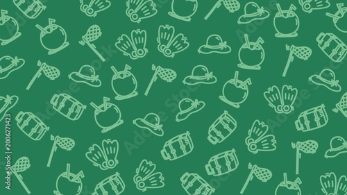 Seamless Summer Vacation Pattern with Tropical Beach Elements