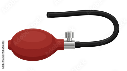 Foto Close Up of Manual Blood Pressure Red Rubber Pump Bulb