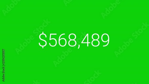 1 Million Dollar Counter Animation Green Screen 4K Resolution