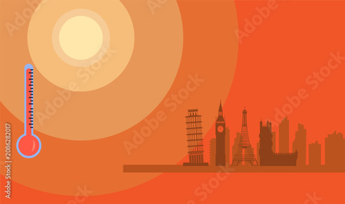 Hotwave in  Europe background