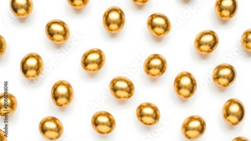 Abstract background pattern composed of numerous shiny metallic 3D golden spheres floating neatly. Elegant texture for corporate covers, web headers, and premium packagings.