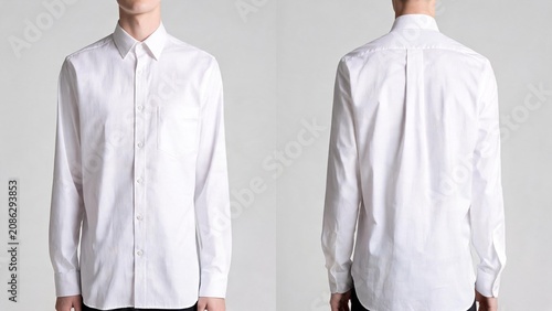White dress shirt front and back view for product catalog or e-commerce listing