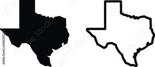 Photos Texas State Map Icons in Outline and Solid Style