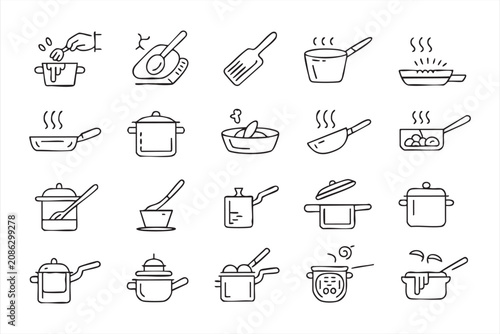 Photos Kitchen Utensil and Food Preparation Icons for Restaurant and Recipe Design