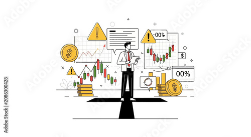 Obraz na plátně Professional man managing financial risks and market volatility