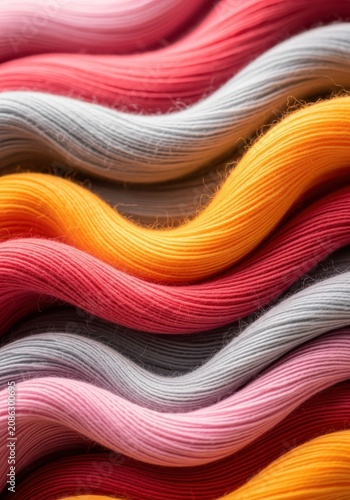 A close-up view of wavy fabric textures in pastel and vibrant colors.