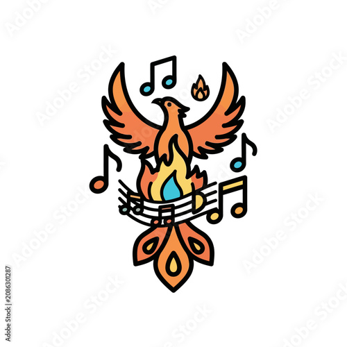 Quadro em tela Music Phoenix Rebirth Vector Illustration