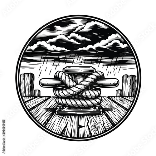Fotografie Detailed illustration of a nautical rope.