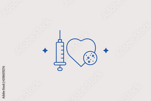 Fotografie Syringe with heart line icon for vaccination