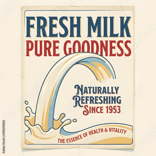 Fresh milk glass with purity and vitality slogan.