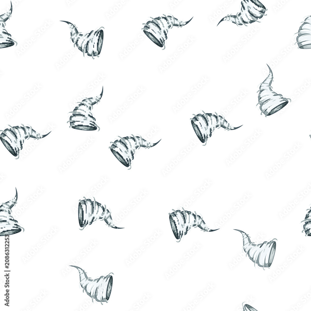 Obraz premium pattern destruction tornado cartoon. cloud thunderstorm, clouds wind, hurricane dangerous destruction tornado sign vector